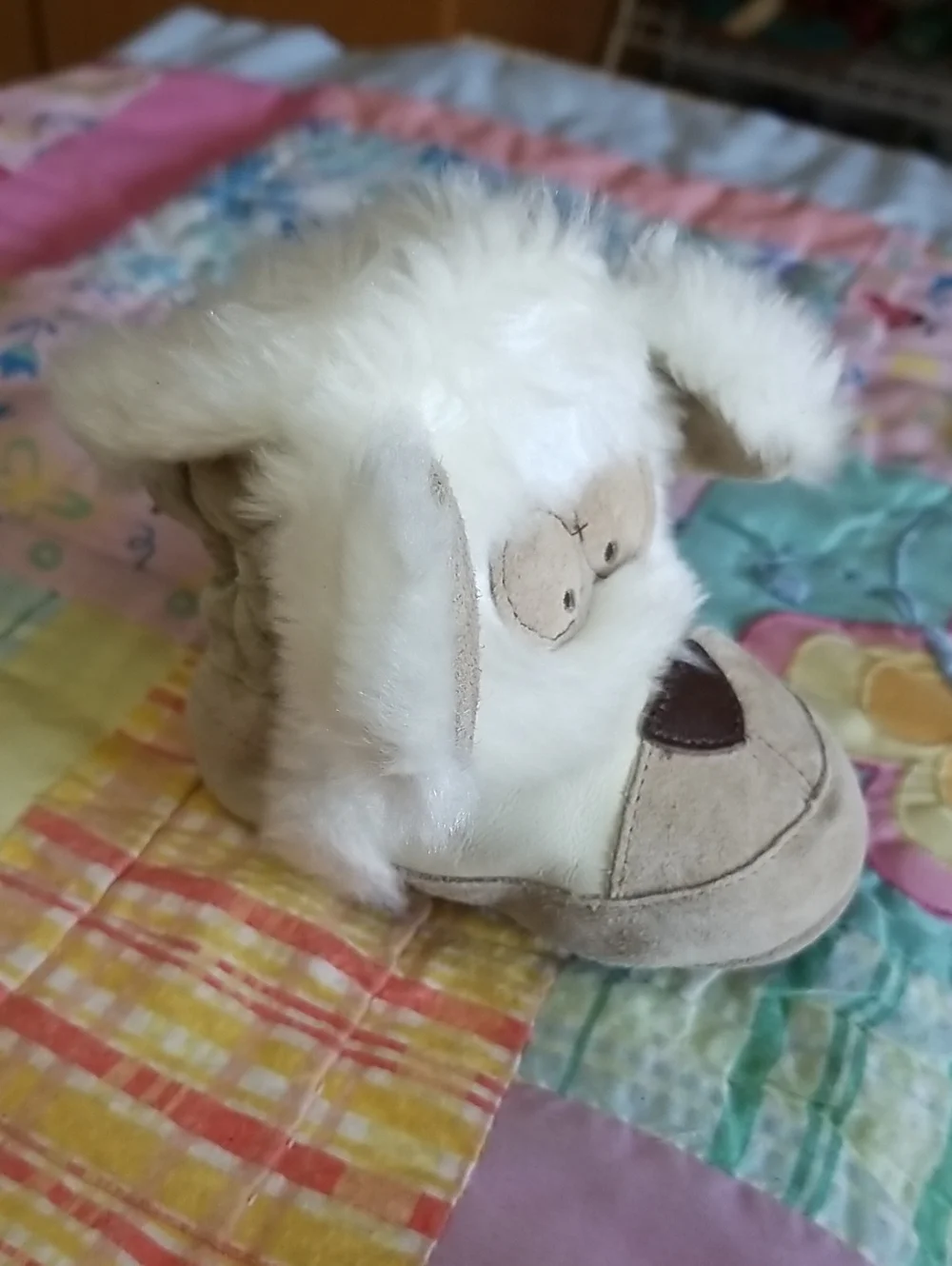 Robeez Cream & Tan Leather & Suede Furry Animal Booties O-6